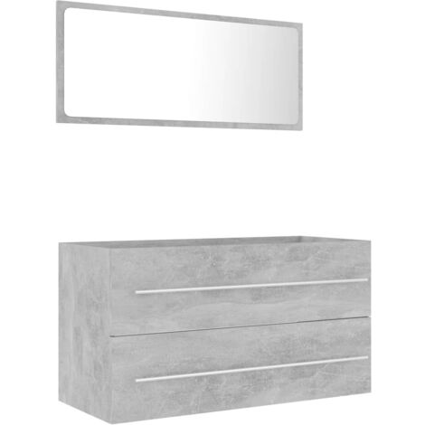 vidaXL Set Mobili da Bagno 2 pz Grigio Cemento in Legno Multistrato