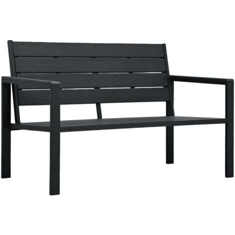 vidaXL Panchina da Giardino 120 cm in HDPE Nera Aspetto Legno