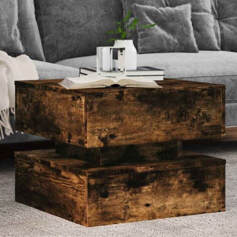 vidaXL Tavolino da Soggiorno con Luci LED Rovere Sonoma 50x50x40 cm