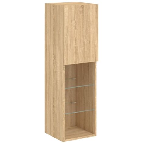 vidaXL Mobile TV con Luci LED Rovere Sonoma 30,5x30x102 cm