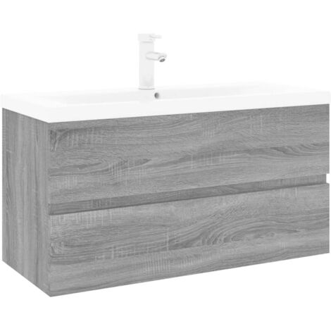 vidaXL Mobile Bagno e Lavabo Integrato Grigio Sonoma Legno Multistrato