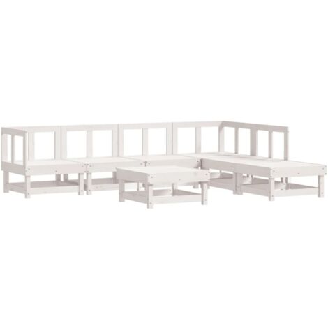 vidaXL Set Salotto da Giardino 7 pz Bianco in Legno Massello di Pino