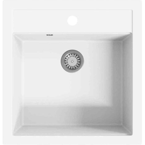 Vidaxl – Lavello da cucina in granito bianco – Vasca singola extra profonda 490x510mm – Resistente al calore fino a 280°C – Facile da montare (1/5)