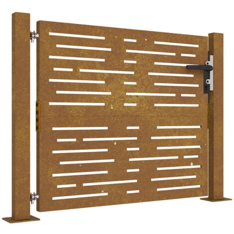 vidaXL Cancello da giardino 105x80 cm in acciaio Corten design quadrato