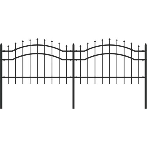 vidaXL Recinzione da giardino con punta a lancia nera 239x75 cm in acciaio verniciato a polvere