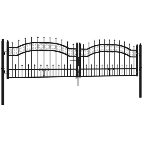 vidaXL Cancello per recinzione con punta a lancia nero 305x75 cm in acciaio verniciato a polvere