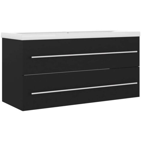 vidaXL Mobile con Lavabo Integrato Nero in Legno Multistrato