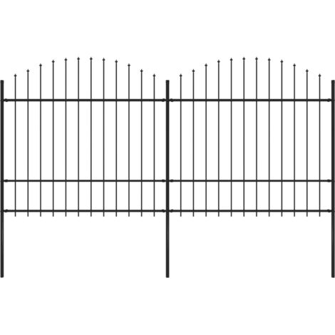 vidaXL Recinzione da Giardino con Punta a Lancia in Acciaio 359x175 cm Nero