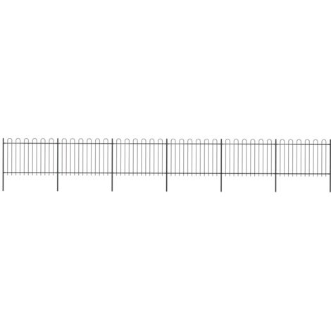 vidaXL Recinzione da Giardino con Parte Superiore ad Anello in Acciaio 1070x120 cm Nera