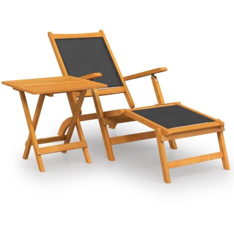 vidaXL Sedia a Sdraio con Tavolo in Legno Massello Acacia e Textilene