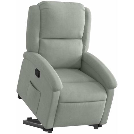 vidaXL Poltrona Alzapersona Reclinabile Grigio Chiaro in Velluto