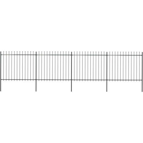 vidaXL Recinzione da Giardino con Punta a Lancia in Acciaio 714,5x150 cm Nero