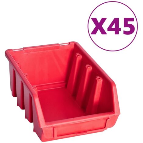 Kit Contenitori 96 pz con Pannelli a Parete Rosso e Nero vidaXL