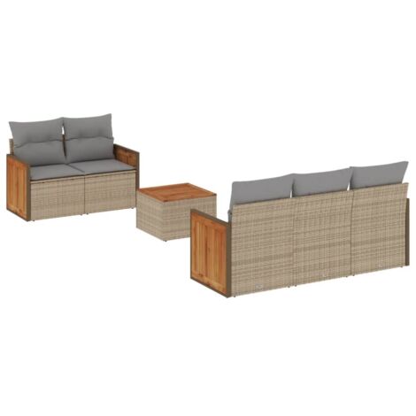vidaXL Set Divano da Giardino 6 pz con Cuscini Beige in Polyrattan (1/5)