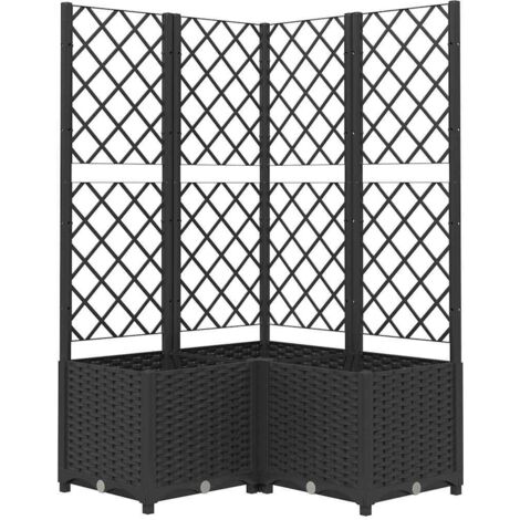 vidaXL Fioriera da Giardino con Graticcio Nero 80x80x136 cm in PP