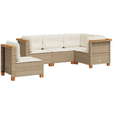 vidaXL Set Divano da Giardino 5 pz con Cuscini Beige in (1/5)