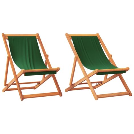 vidaXL Sedie da Spiaggia Pieghevoli 2 pz Verdi in Tessuto