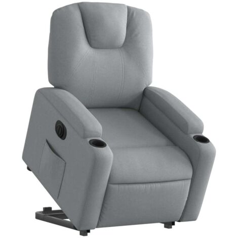 vidaXL Poltrona Reclinante Alzapersona Elettrica Grigio Chiaro Tessuto (1/5)