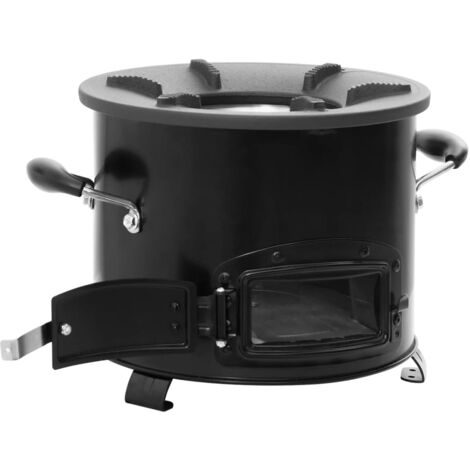 vidaXL Stufa a Legna da Campeggio Nera 36x26x22,5 cm Metallo
