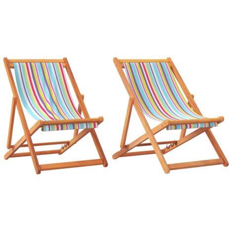 vidaXL Sedie da Spiaggia Pieghevoli 2 pz in Tessuto Multicolore