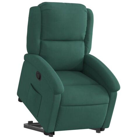 vidaXL Poltrona Alzapersona Reclinabile Verde Scuro in Velluto