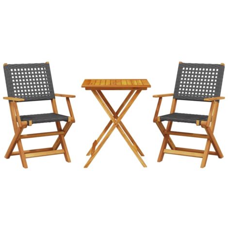 vidaXL Set da Bistrot 3 pz Nero in Polyrattan e Legno Massello (1/5)