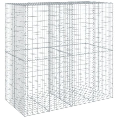vidaXL Cesto Gabbione con Copertura 200x100x200 cm in Ferro Zincato