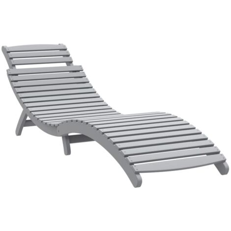 vidaXL Lettino Prendisole Grigio 184x55x64 cm Legno Massello di Acacia