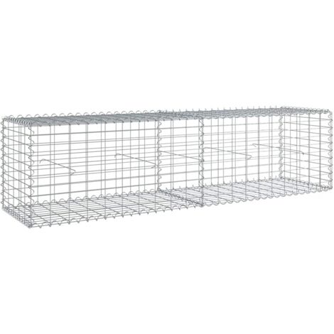 vidaXL Cesto Gabbione con Copertura 200x50x50 cm Ferro Zincato