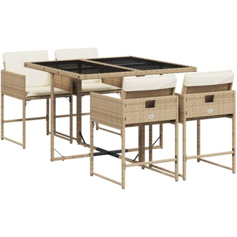 vidaXL Set da Pranzo da Giardino 5 pz con Cuscini Beige in Polyrattan (1/5)