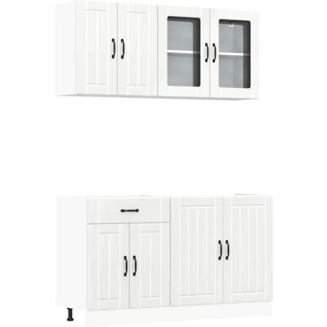 vidaXL Set Mobili da Cucina 4 pz Lucca Bianchi Lucido in