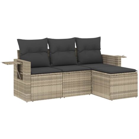 vidaXL Set Divano da Giardino 4pz con Cuscini Grigio Chiaro (1/5)