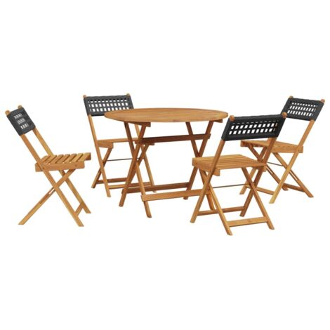 vidaXL Set da Pranzo per Giardino 5pz Nero Polyrattan e Legno (1/5)