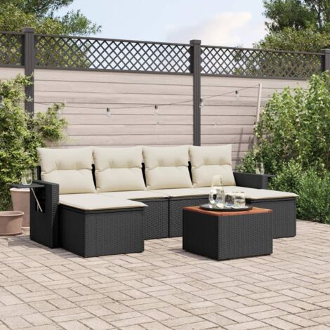 vidaXL Set Divani da Giardino con Cuscini 7pz Nero Polyrattan (1/3)
