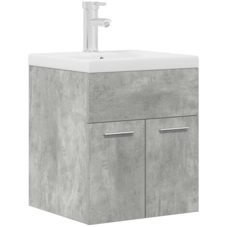 vidaXL Mobile da Bagno con Lavabo Integrato e Rubinetto Grigio Cemento