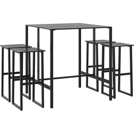 vidaXL Set Bar da Giardino 5pz Nero in Acciaio Verniciato a Polvere