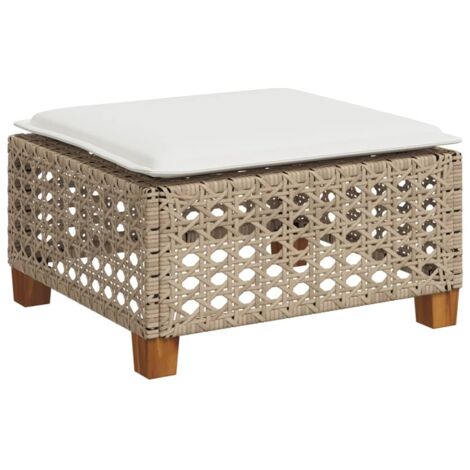 vidaXL Sgabello Giardino con Cuscino Beige 63,5x56x32 cm in Polyrattan