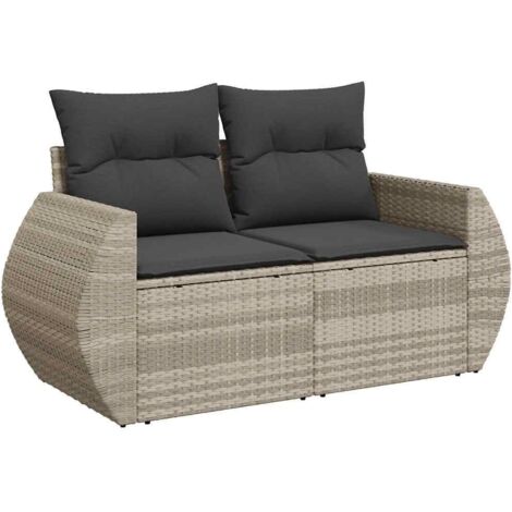 vidaXL Divano da Giardino con Cuscini 2 Posti Grigio Chiaro Polyrattan