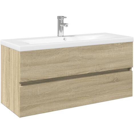vidaXL Set Mobili da Bagno 2 pz in Ceramica e Legno Multistrato