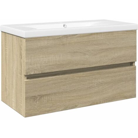 vidaXL Set Mobili da Bagno 2 pz in Ceramica e Legno Multistrato