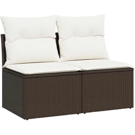 vidaXL Set Divano Giardino 4 pz con Cuscini Marrone Polyrattan Acacia (1/5)