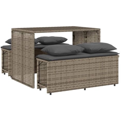 vidaXL Set da Pranzo da Giardino 3 pz con Cuscini in Polyrattan