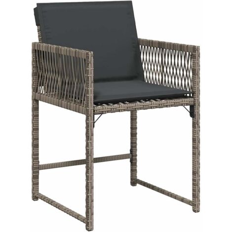 vidaXL Sedie da Giardino con Cuscini 4pz Grigio in Polyrattan