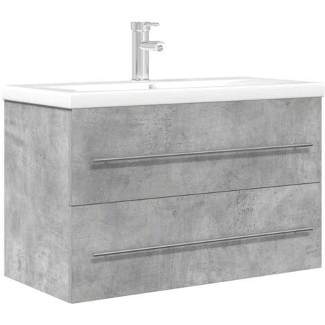 vidaXL Set Mobili da Bagno 2 pz Grigio Cemento in Legno Multistrato