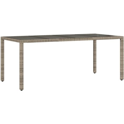 vidaXL Tavolo da Giardino Piano in Vetro Grigio 190x90x75cm Polyrattan