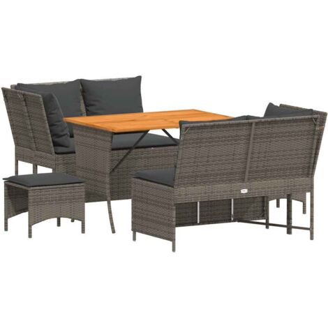 vidaXL Set Divano da Giardino 5 pz con Cuscini Grigio in Polyrattan