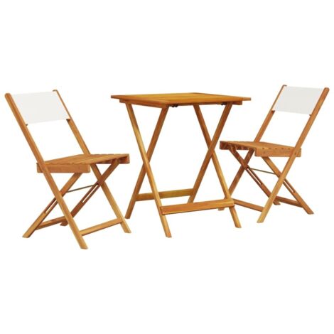vidaXL Set da Bistrot 3pz Bianco Crema in Tessuto e Legno Massello (1/5)
