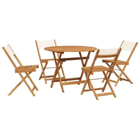 vidaXL Set Pranzo da Giardino 5pz Crema in Tessuto e Legno (1/5)