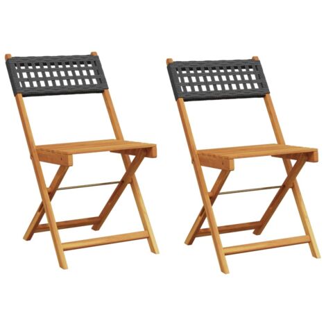 vidaXL Sedie da Bistrò 2 pz Nere Legno Massello Acacia e (1/5)