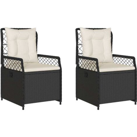 vidaXL Sedie da Giardino Reclinabili 2 pz Nere in Polyrattan